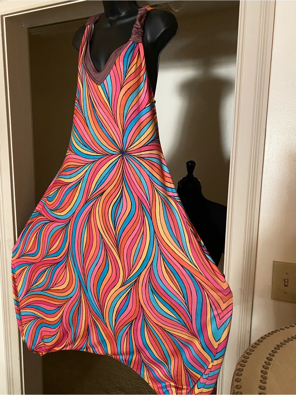 Multi-Color, Harem Bottom, Racerback Jumpsuit